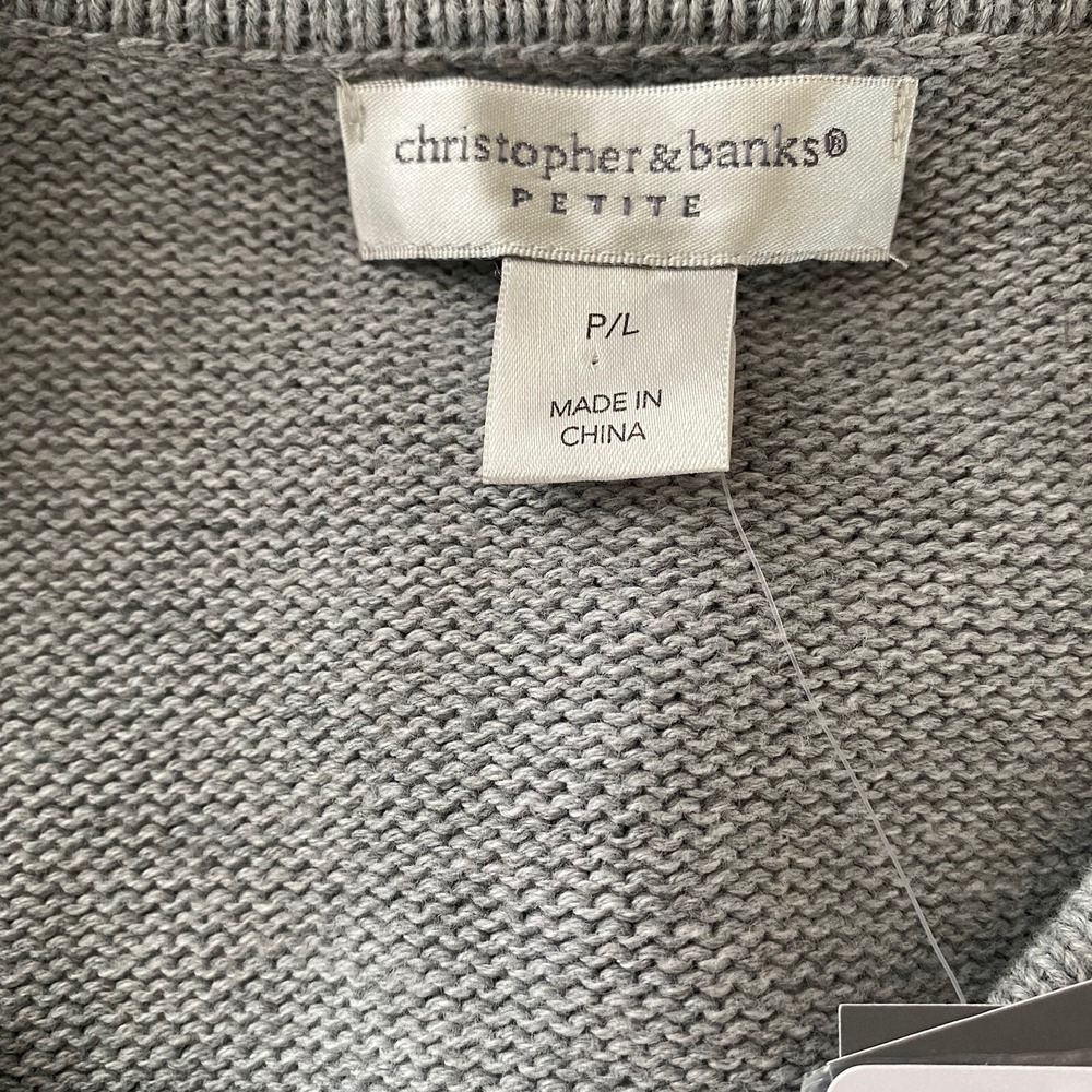 Christopher & Banks‎ Gray Fair isle Long Cardigan Sweater Women's Size L Petite - Picture 7 of 10